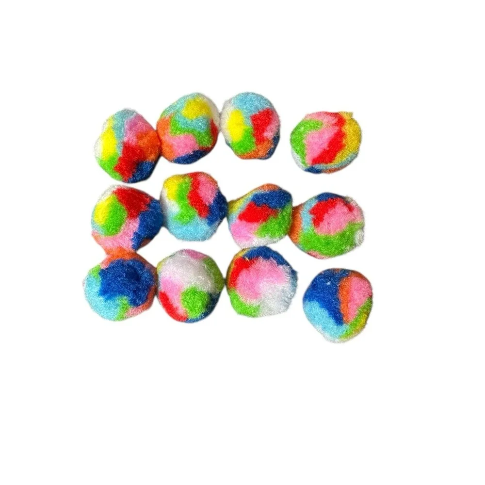 NEW lot of 12 colorful cat toy balls plush‎ soft